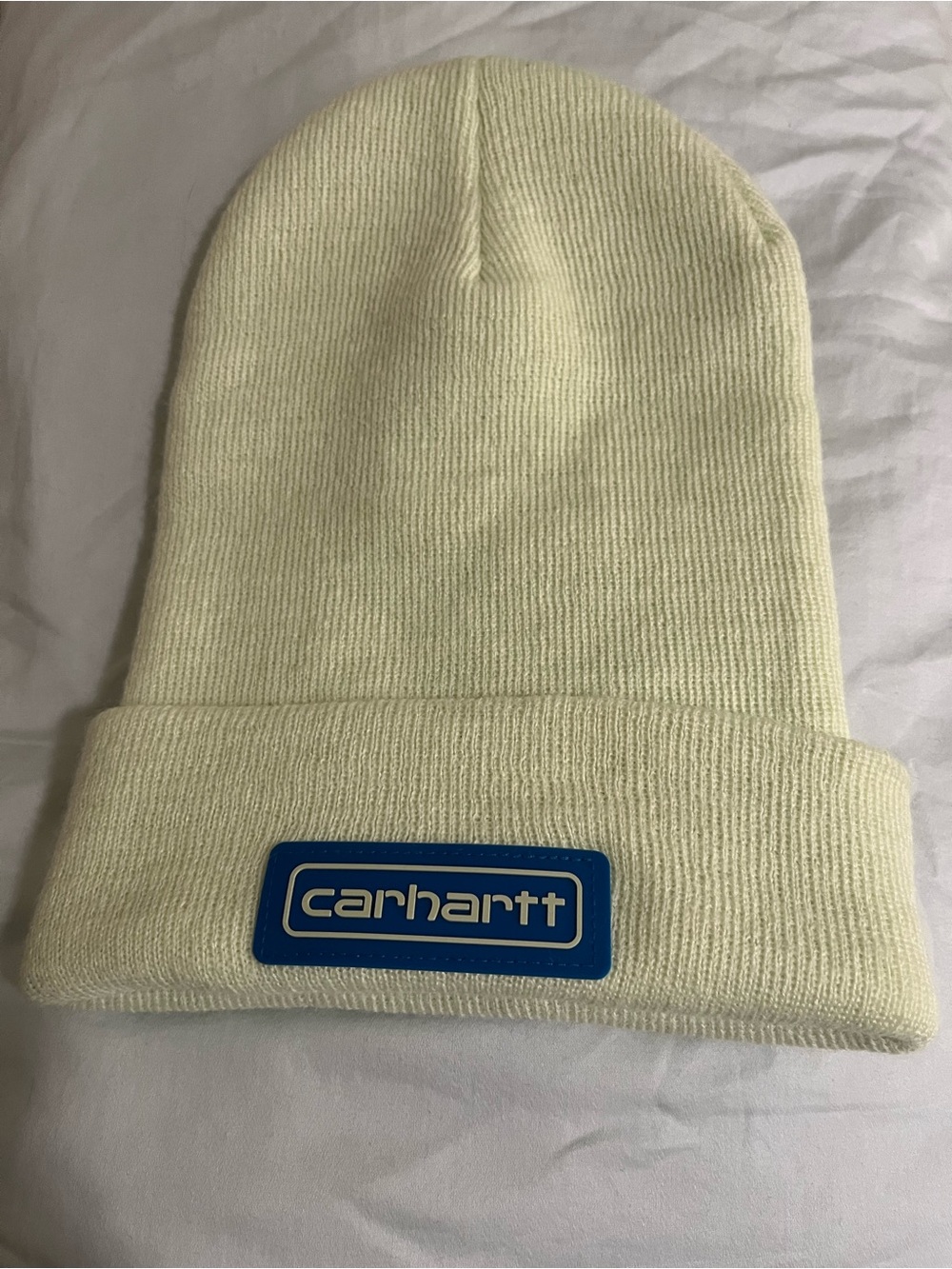 Carhartt Mint Green Cuffed Knit Beanie Dual Logo Patch NWOT
